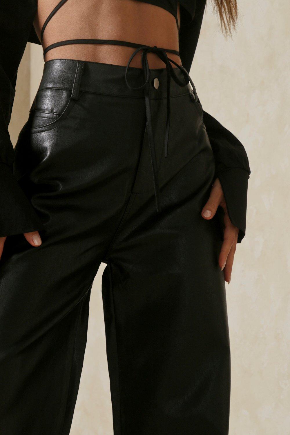 Women's Black Zipper Sexy High Waist Skinny Biker Leather Pants - China Black  Leather Pants and Faux Leather Trousers price | Made-in-China.com